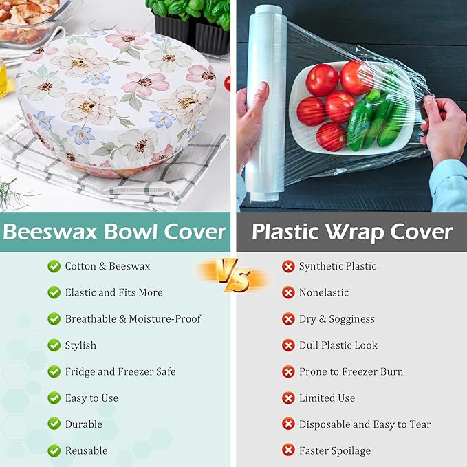 5-Size Reusable Beeswax Bowl Covers