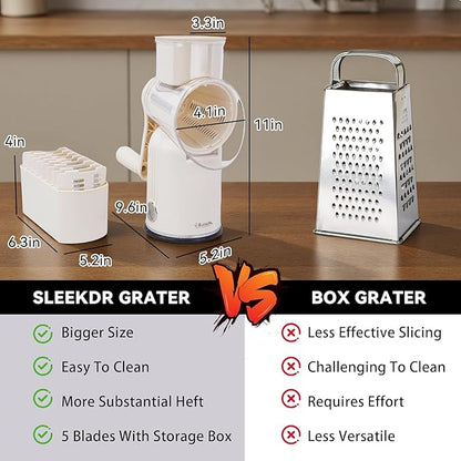 5-in-1 Rotary Cheese Grater Vegetable Slicer
