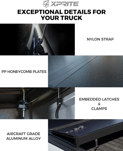 Xprite FRP Hard Tri Fold Truck Bed Tonneau Cover Compatible with Chevrolet Silverado/GMC Sierra 1500 LT 2014-2026 Chevy Silverado Bed Cover 6.6FT (79.4")