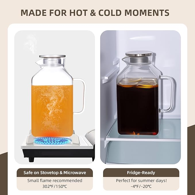 Glass Pitcher, 3.6L Glass Water Pitcher