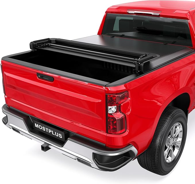 MOSTPLUS Quad FOLD Truck Bed Tonneau Cover Soft Compatible for 1988-2006 Chevy Silverado/GMC Sierra 1500 2500 3500 HD (Incl. 2007 Classic) | Fleetside 6.5 FT On Top