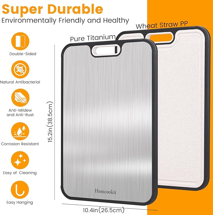Titanium Cutting Board for Kitchen, Double Sided Cutting Board, Pure Titanium
