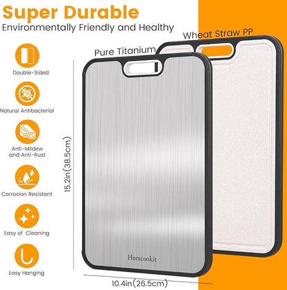 Titanium Cutting Board for Kitchen, Double Sided Cutting Board, Pure Titanium