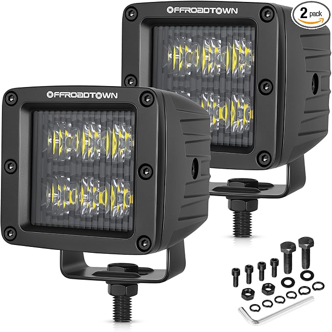 LED Cubes, OFFROADTOWN 3inch 120W CREE LED Pods Driving Lights Cubes Ditch Light Off Road Lights Reverse Light for Truck Pickup UTV ATV SUV Boat 4x4 Car - Driving Flood