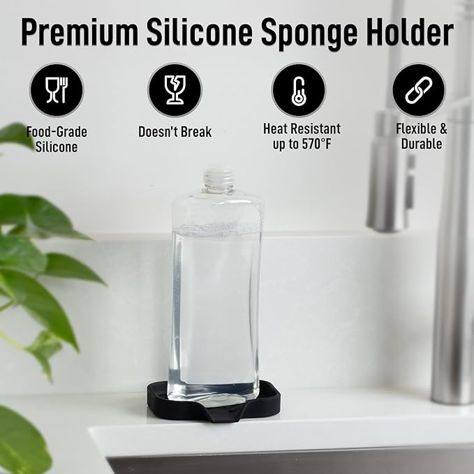 Zulay Kitchen Small Silicone Sponge Holder – Space-Saving Sink Organizer Tray