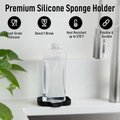 Zulay Kitchen Small Silicone Sponge Holder – Space-Saving Sink Organizer Tray