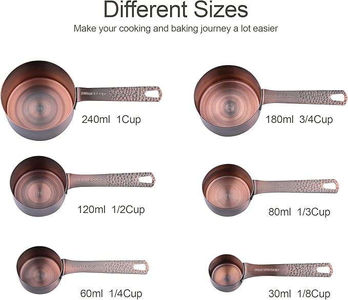 Measuring Cups and Spoons Set 14, Copper Measuring Cups and Spoons Set
