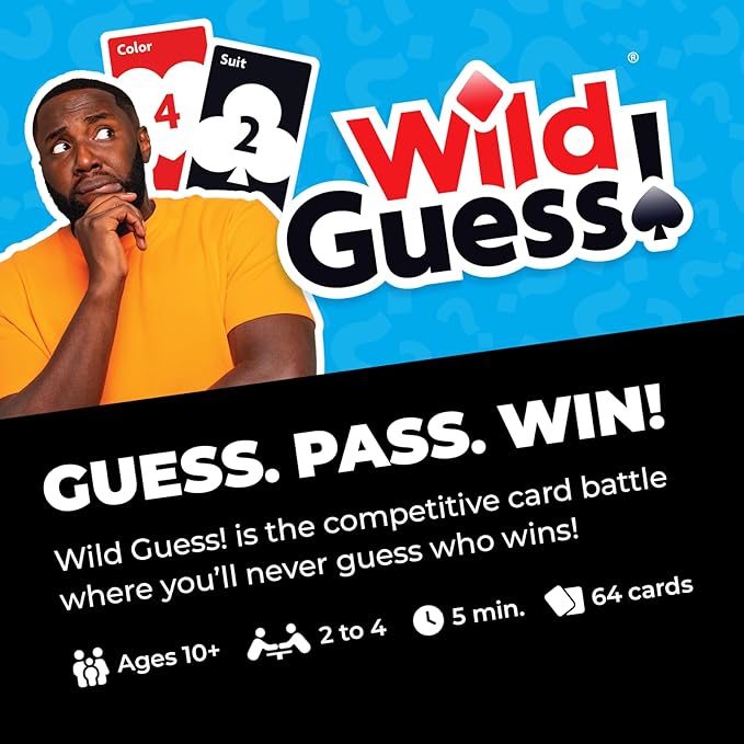 Wild Guess! – The Fast-Paced, Unpredictable, Insanely Competitive Card Game for 2 to 4 Players – Great Travel Game for Friends and Family