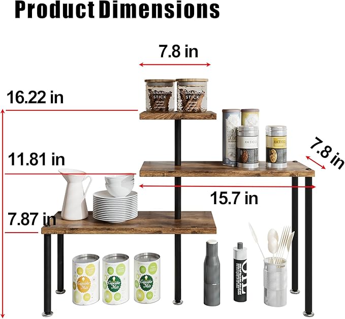 Countertop Organizer Organization 3 Tier Kitchen Corner Shelves Adjustable
