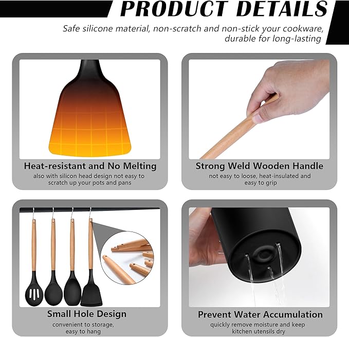 HaWare Kitchen Cooking Utensils Set, 23-Piece Silicone Kitchen Utensils Spatula