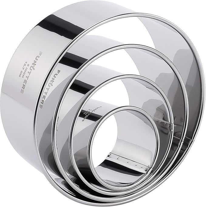 Cookie Cutter Set, Measuring 2'', Round Metal Baking Rings