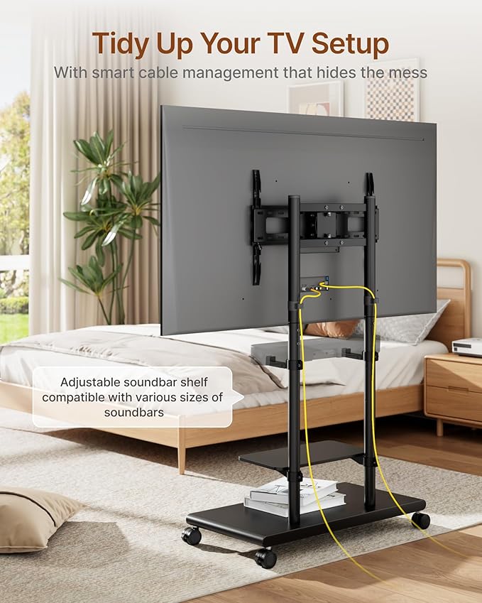 ECOTINY Steel Base Rolling TV Stand