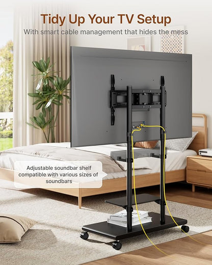ECOTINY Steel Base Rolling TV Stand
