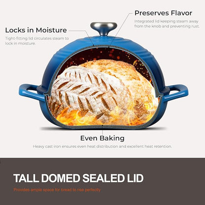 Overmont Enameled Cast Iron Bread Oven - 6QT Bread Dutch Oven