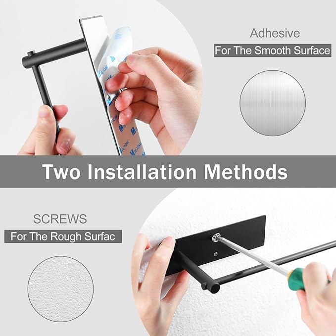 SUNTECH 2 Pack Paper Towel Holder Under Cabinet, Adhesive or Drilling Paper