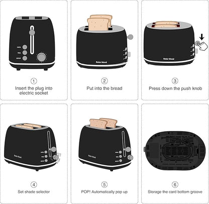 Roter Mond 2 Slice Toaster Retro Stainless Steel