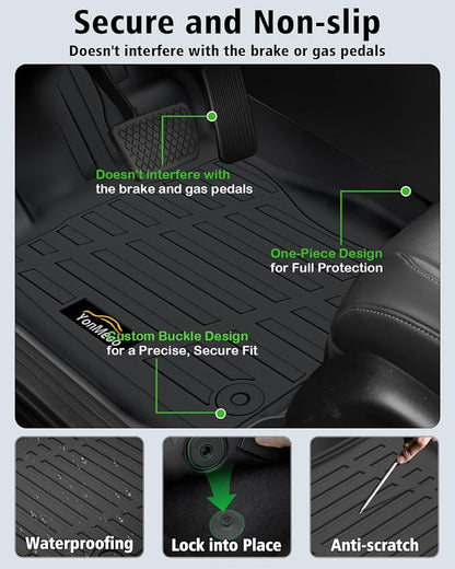 Floor Mats Custom for Subaru Outback 2026 All Weather TPE Rubber Protection 1st and 2nd Row Anti-Slip Floor Liners for Outback 2026 Accessories, Black
