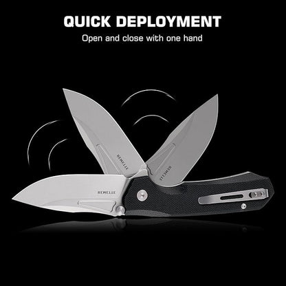 EDC Pocket Knife Rhino,3" D2 Steel Blade Durable G10 Handle, Folding Pocket Knives with Reversible Pocket Clip, Sharp Camping Hiking Pocket Knife for Men