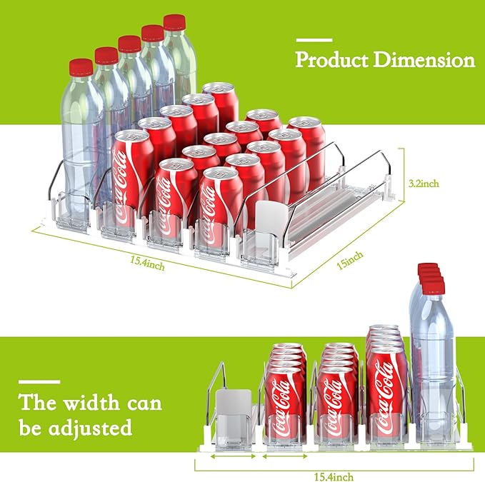 Drink Organizer for Fridge, Self Pushing Fridge Drink Organizer, Automatic