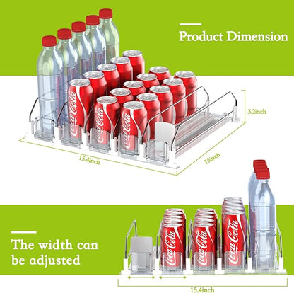 Drink Organizer for Fridge, Self Pushing Fridge Drink Organizer, Automatic