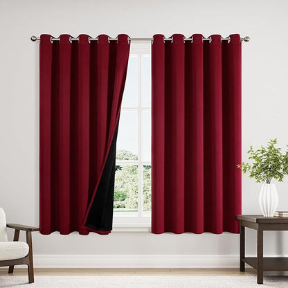 ChrisDowa 100% Blackout Curtains 63 inch Long