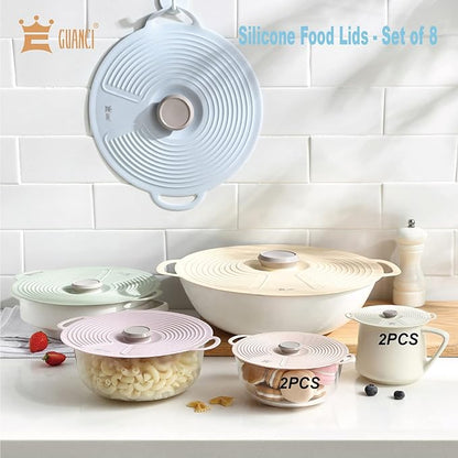 GUANCI Silicone Lids for Bowl 8 Pack, Microwave Splatter Cover