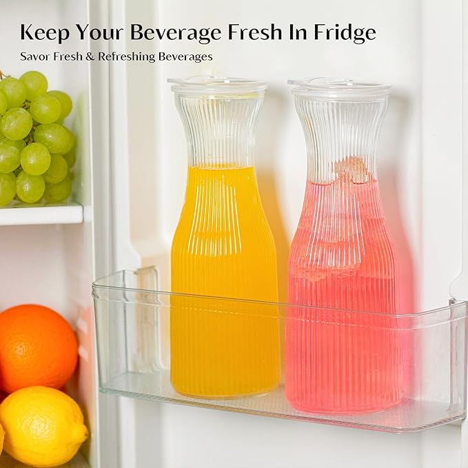 INSETLAN 1 Liter Ribbed Glass Carafe