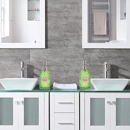 16 oz Diamond Pattern Glass Soap Dispenser, Kitchen and Bathroom Refillable