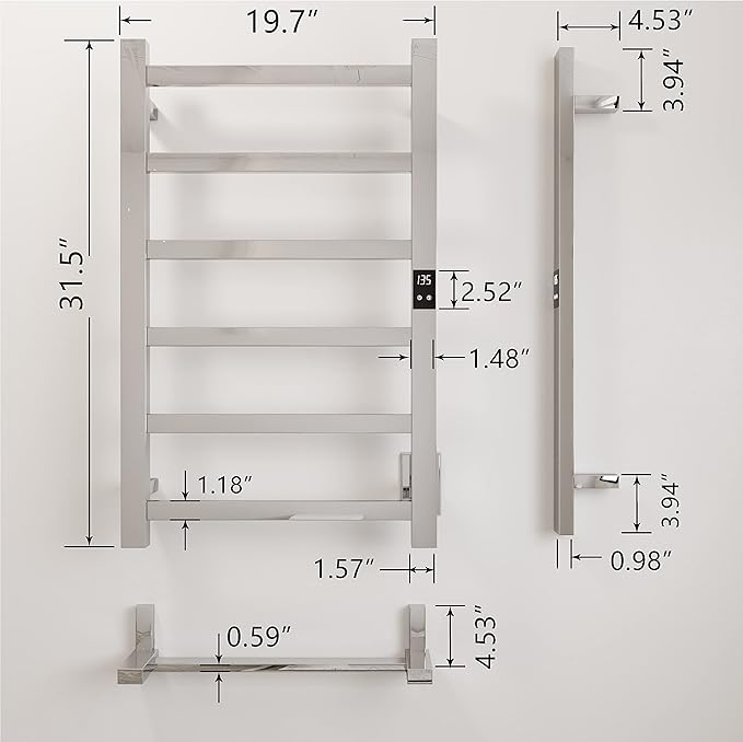 Smart Wireless Electric Towel Warmer | Blade Thin 6 Bar Design | Hardwired &