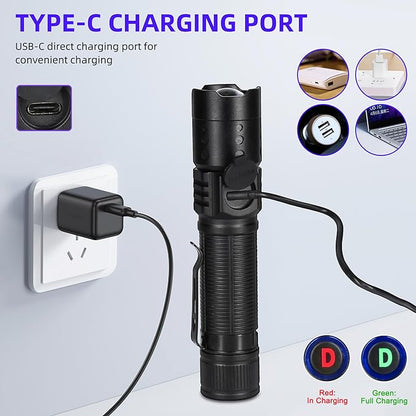 DARKDAWN UV Flashlight 365nm Light Mini USB Rechargeable Ultraviolet LED Blacklight Woods Lamp Powerful Fluorescent Portable Detector for Pet Urine Stains, Uranium Glass, Money, Resin Curing