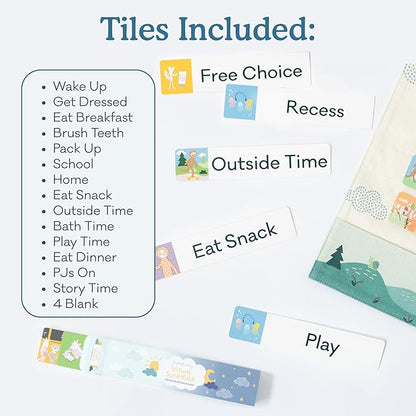 Slumberkins 18 Piece Visual Schedule for Kids | Reversible Visual Tool to Teach Day Time and Night Time Routines at Home & School | for Toddlers, Preschoolers, Children with Autism