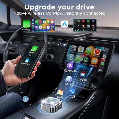 2 in 1 Wireless CarPlay and Android Auto Adapter for Suzuki SX4 S-Cross 2016-2025, Mini Dongle with Dual Connection and Auto Reconnect