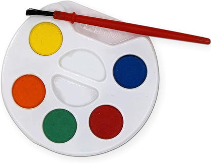 Color Swell Bulk Watercolors Round Paint Pack with Brushes - 25 Sets with 5 Washable Colors Each - Great for Kids, Classrooms, Parties, Students, Donations, Party Favors, All Ages