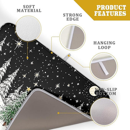 Winter Snowman Dish Drying Mat 24 X 18 in Black Microfiber Dish Pad Absorbent