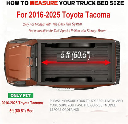 Hard Tri-Fold Truck Bed Tonneau Cover for 2016-2025 2026 Toyota Tacoma Fits 5FT Bed (60.5") | Only for Models with The Deck Rail System