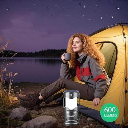 Lichamp 1-Pack Solar Camping Lantern, USB Rechargeable LED Lanterns Battery Powered Pop Up Flashlight Lamps with Three Modes Power for Power Outages Hurricane Supplies Emergency Indoor & Outdoor