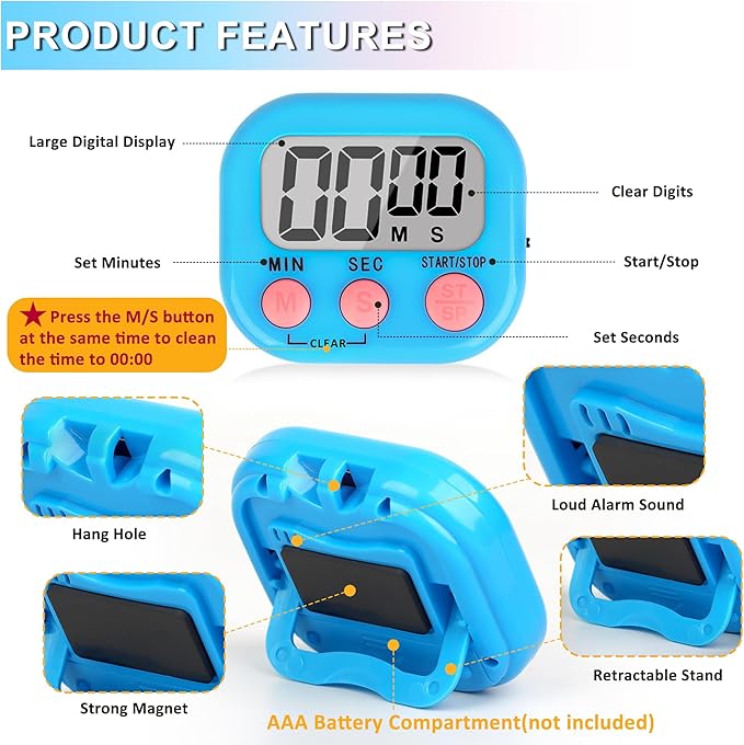 ZILLEEN Classroom Timer for Kids Teachers 6 Pack Digital Timers