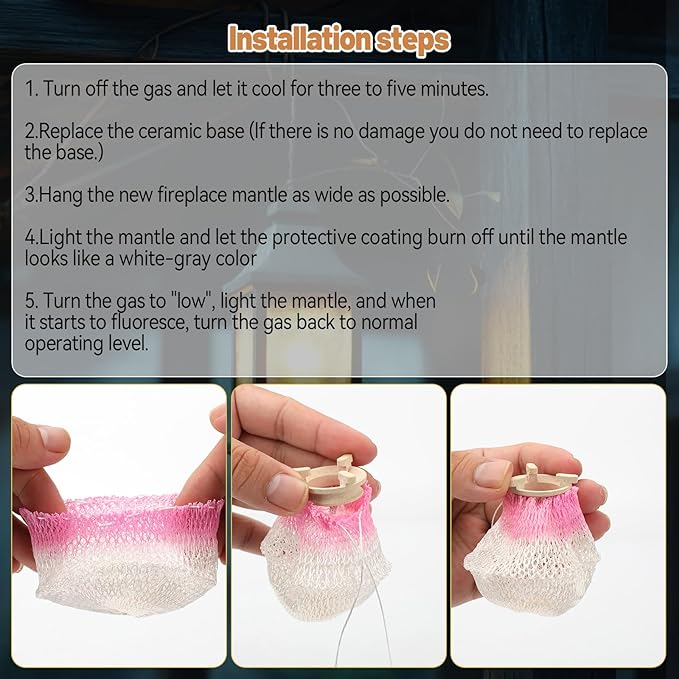Preformed Gas Light Mantles, Gas Lamp Mantles Gaslight Mantles Preformed Inverted Mantle Gas Light Preformed Mantle for Outdoor Indoor Gas Lights