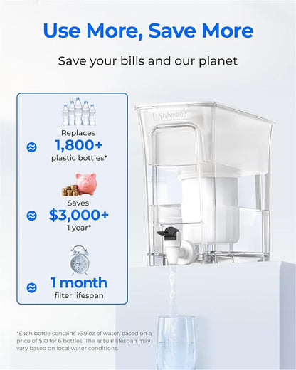 Waterdrop 0 TDS 35-Cup Slim Water Filter Dispenser, Large Capacity, PFOA/PFOS
