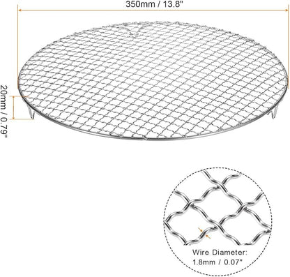 HARFINGTON 2pcs Round Cooking Rack 13.8-inch 201 Stainless Steel Cross Wire Barbecue Grill Net with 20mm Legs for Cooking Baking Steaming BBQ