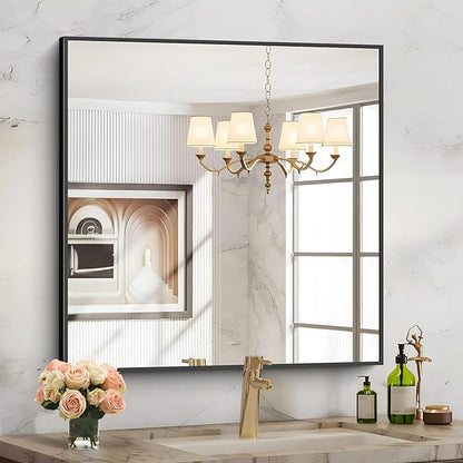Black Bathroom Mirror for Wall, 30x30 Inch Rectangle Mirrors