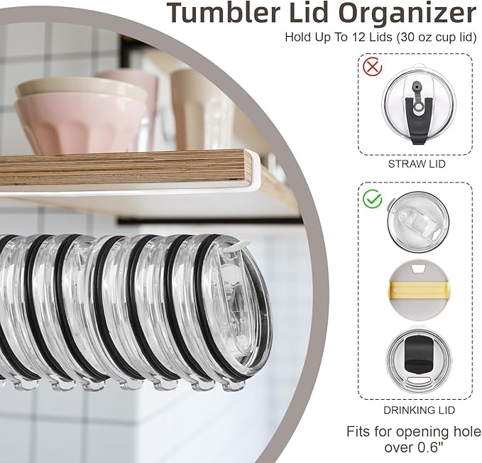 LveSunny Tumbler Lid Organizer, 2 Pack Cup Lid Organizer