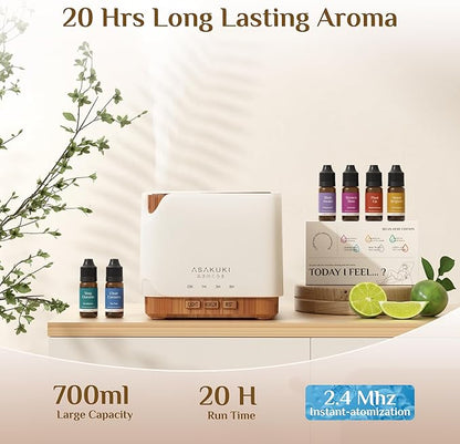 ASAKUKI Essential Oil Diffuser 700ml, Ultrasonic Aromatherapy Humidifier