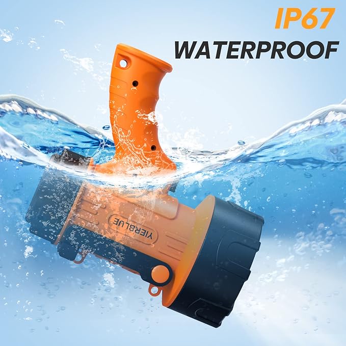 YIERBLUE Rechargeable Spotligh with 1000,000 Lumen LED, Handheld Rechargeable Spotlight IP67 Waterproof Flashlight, 9h Ultra-Long Standby, Ideal Spotlight for Boating, Camping
