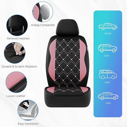 Road Comforts Seat Covers, Premium Leather Car Seat Covers Front Seat for Women Girls,Airbag Compatible, Automotive Seat Covers Universal Fit Most Cars,Vans,Truck,SUV