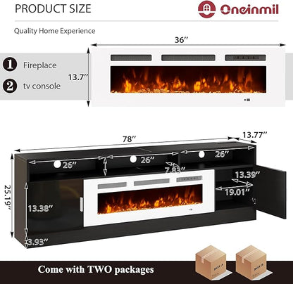 oneinmil 78" Fireplace TV Stand