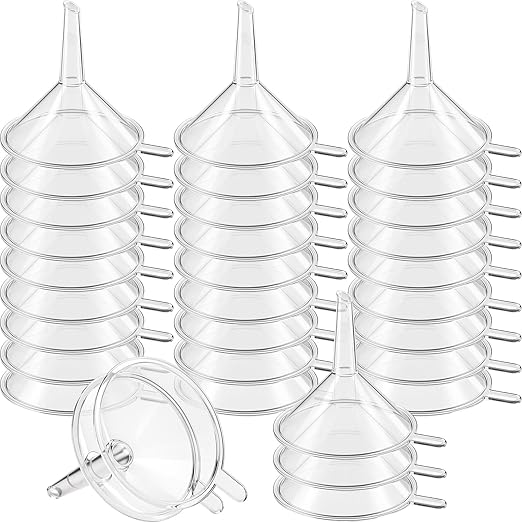Hoolerry 50 Pcs Small Funnel for Filling Small Bottles Clear Plastic Mini