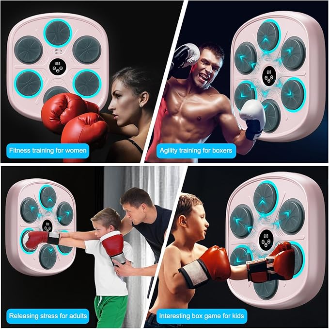 2025 New Model Smart Music Boxing Machine for Adults and Kids, Training Machine with LED Electronic Wall Mounted, Home Indoor Workout Equipment with Premium Boxing Gloves