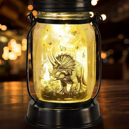 kyoryuger Dinosaur Gifts for Women/Men Triceratops Lovers Solar Lantern Mom Birthday, Mothers Day, Solar Triceratops Garden Decoration Outside for Yard, Patio,Backyard,Porch, Torches