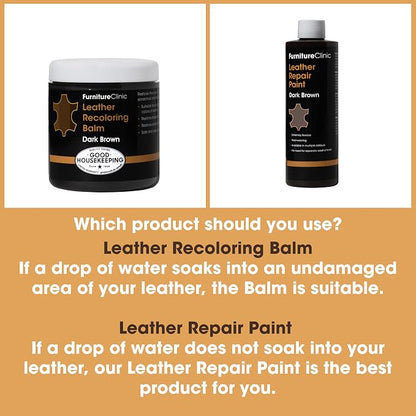 Furniture Clinic The Original Leather Recoloring Balm | Tan Leather Dye | Repair Scratched, Faded, & Worn Leather | Restore Your Leather Couches, Sofas, Car Seats, and Furniture | 250 ml / 8.5 fl oz